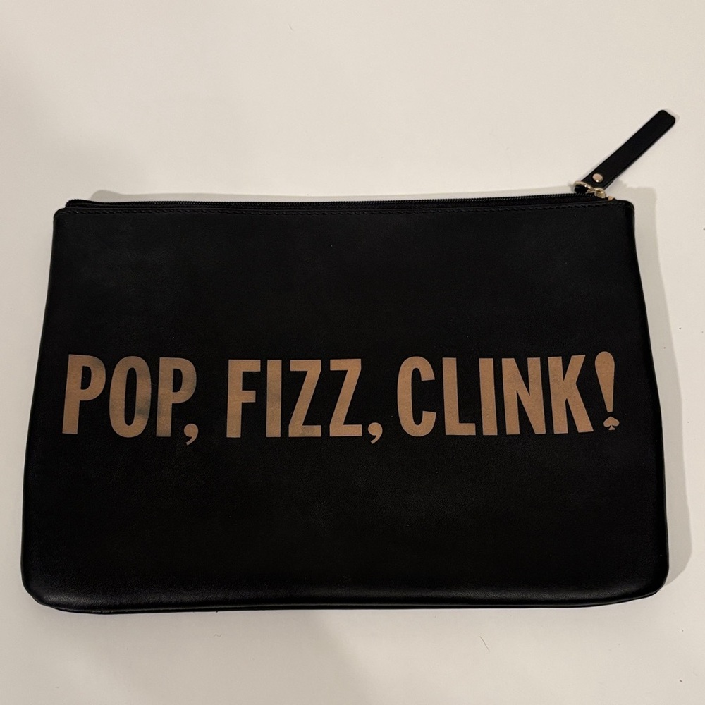 Black Kate Spade Clutch with Gold Text